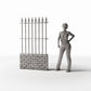 Diorama model-building product photo 1: Diorama Fence: Tall, Narrow Brick Wall Fence (Ref. 1194D)