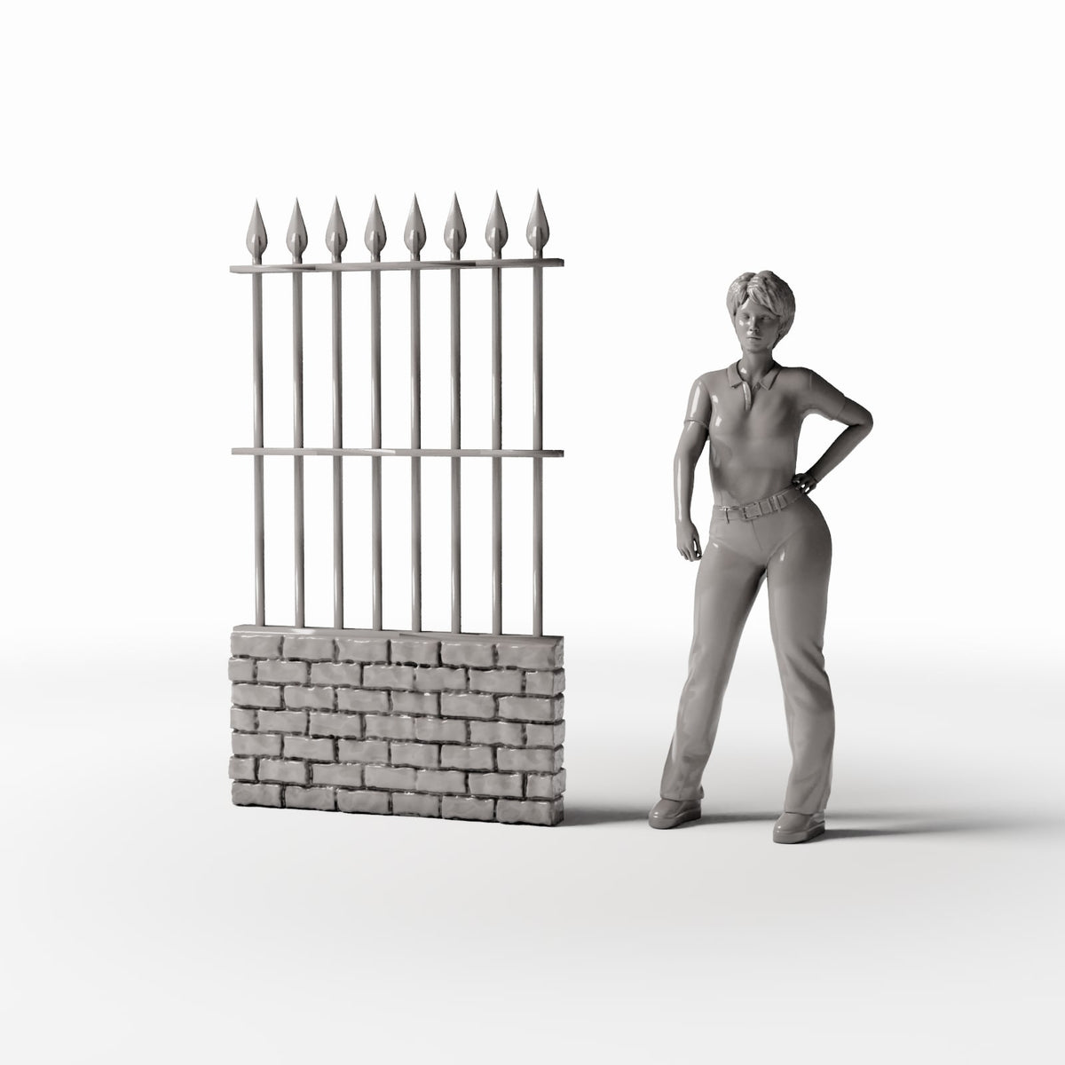 Diorama model-building product photo 1: Diorama Fence: Tall, Narrow Brick Wall Fence (Ref. 1194D)