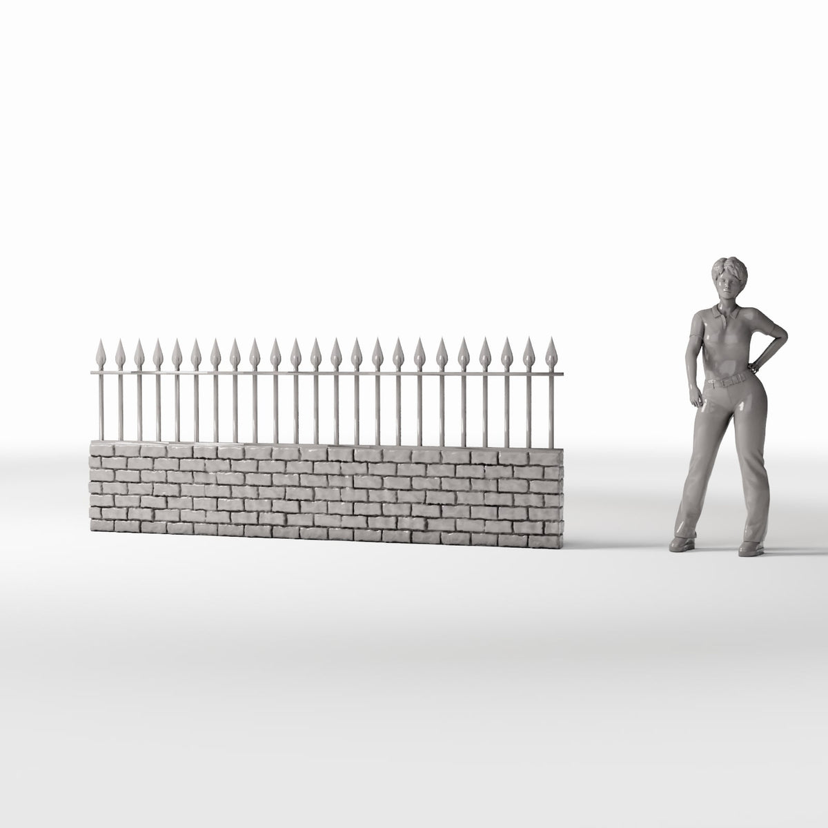 Diorama model-building product photo 1: Garden Diorama: Low Brick Wall with Metal Fence (Ref. 1195D)