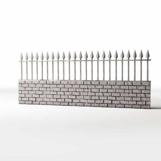 Diorama model-building product photo 0: Garden Diorama: Low Brick Wall with Metal Fence (Ref. 1195D)