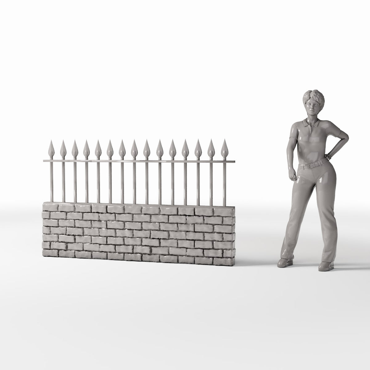 Diorama model-building product photo 1: Outdoor Diorama: Low Stone Wall with Metal Fence (Ref. 1196D)
