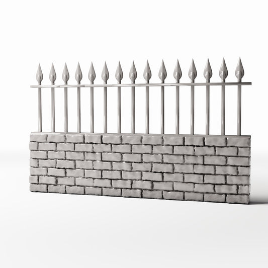Diorama model-building product photo 0: Outdoor Diorama: Low Stone Wall with Metal Fence (Ref. 1196D)