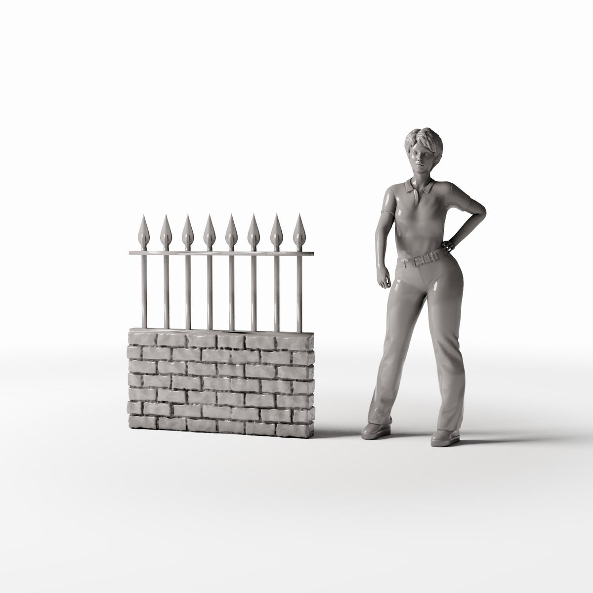 Diorama model-building product photo 1: Diorama Architecture: Low Brick Wall with Metal Fence (Ref. 1197D)