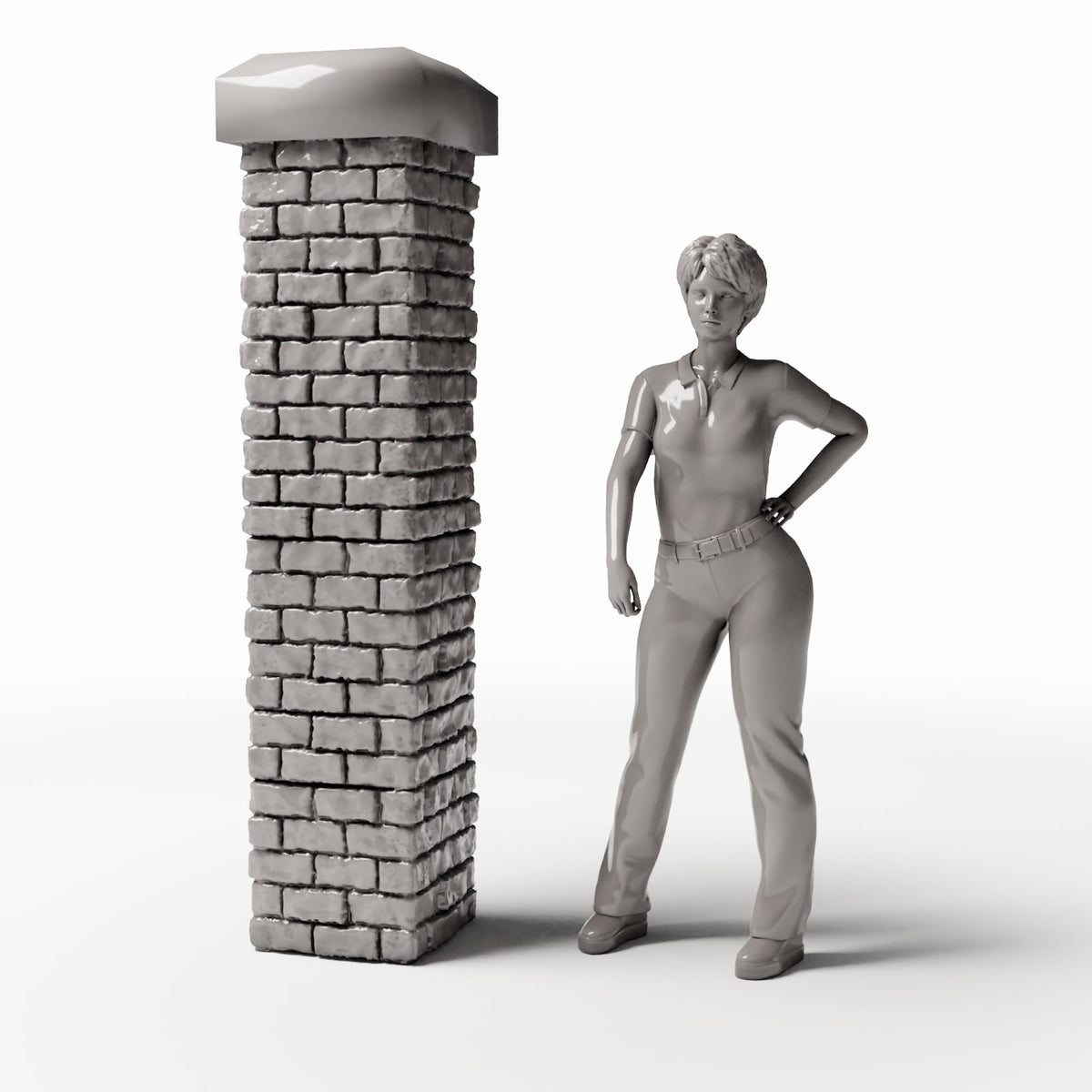Diorama model-building product photo 1: Diorama Building: Tall Masonry Pillar with Capstone (Ref. 1198D)