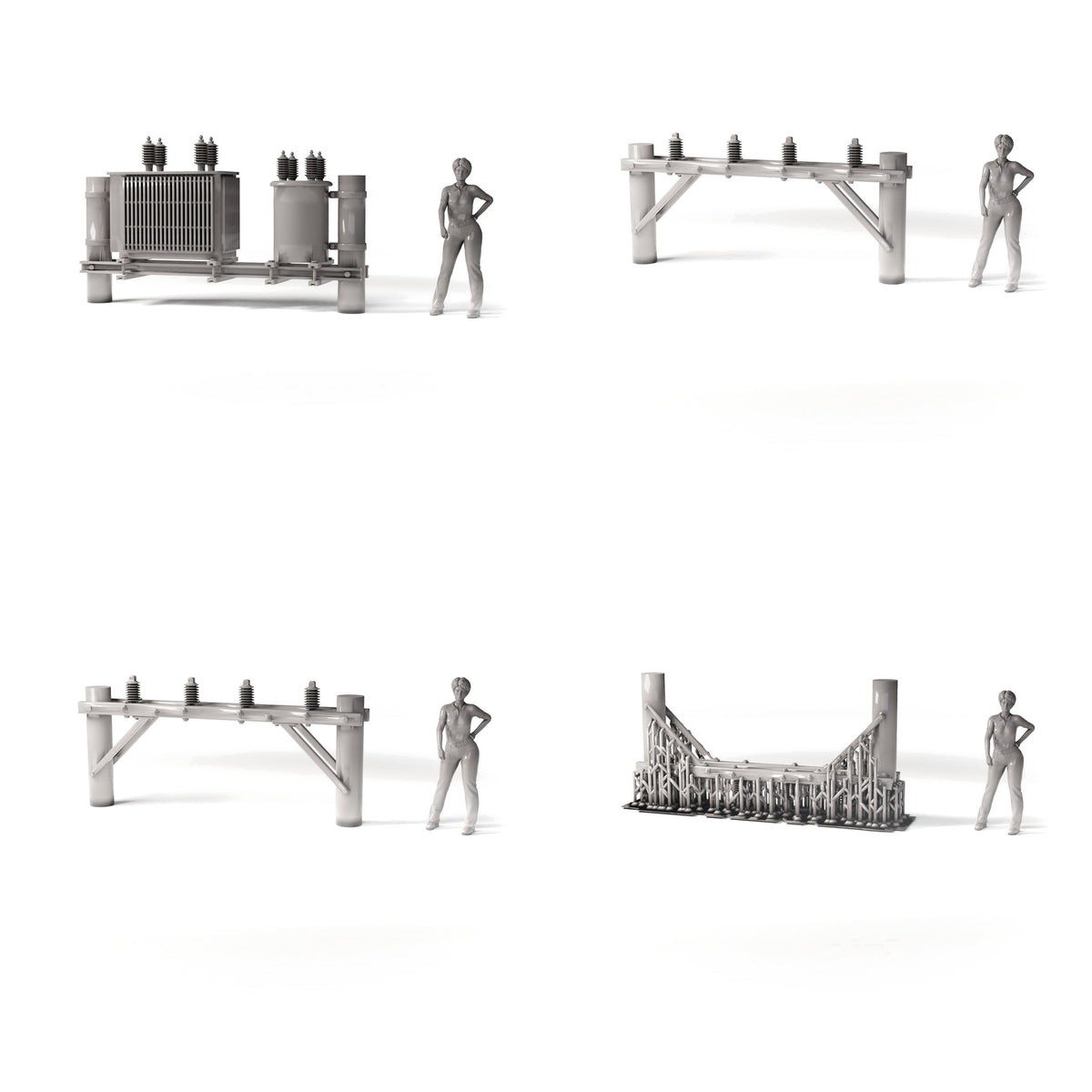 Diorama model-building product photo 1: Diorama infrastructure: concrete utility pole with power transformer assembly (Ref. 1231D)