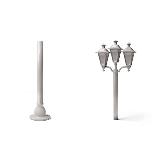 Diorama Model Building Product Photo 0: Diorama Infrastructure: Antique Three-Light Lamppost Type A Assembly (Ref. 1237D)
