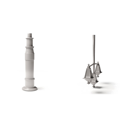 Diorama Model Building Product Photo 0: Diorama Infrastructure: Antique Triple Street Lamp Type B as Assembly (Ref. 1238D)