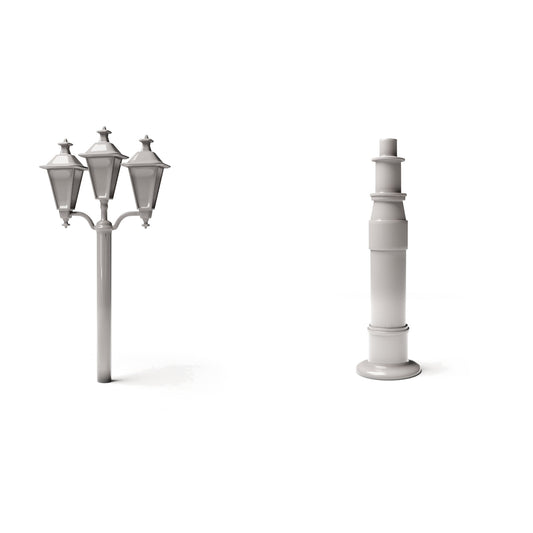 Diorama model building product photo 0: Diorama infrastructure: Antique triple street lamp assembly (Ref. 1292D)
