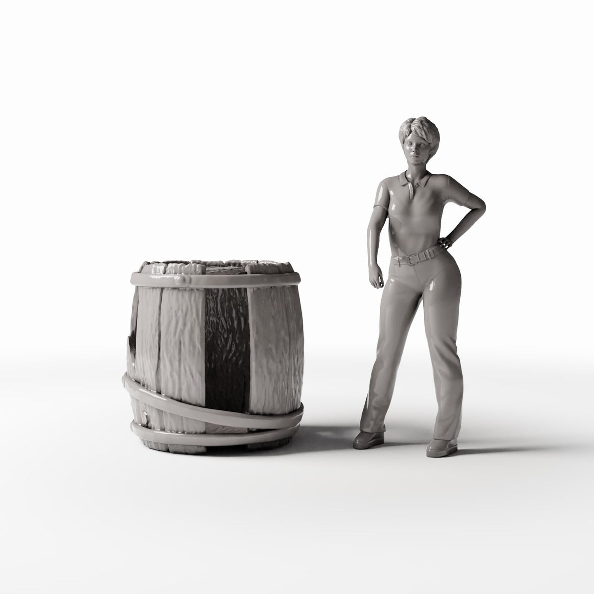 Diorama model-building product photo 1: Diorama Storage: Damaged Miniature Wooden-Stave Barrel (Ref. 1302D)