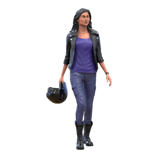 Produktfoto Diorama und Modellbau Miniatur Figur: Raser 5 - Rennfahrerin mit Helm und Lederjacke