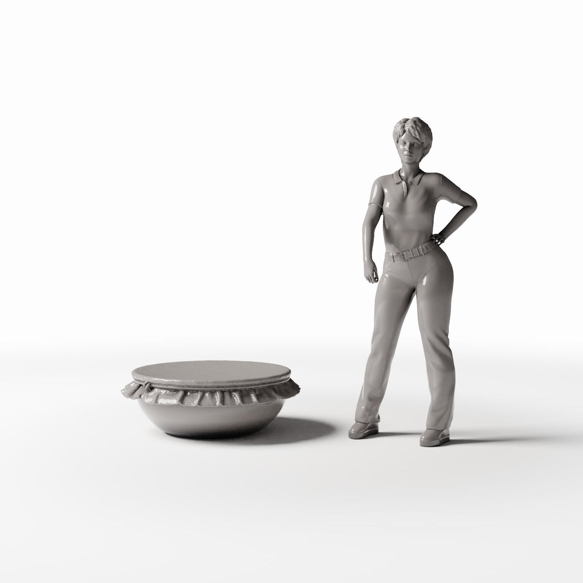 Diorama model-building product photo 1: Diorama Kitchen: Miniature Lidded Clay Bowl (Ref. 1353D)