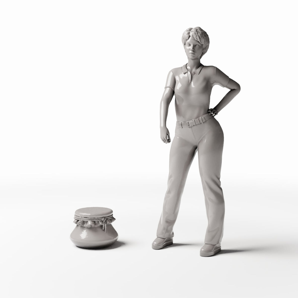 Diorama model-building product photo 1: Diorama Kitchen: Miniature Clay Jug with Lid (Ref. 1359D)