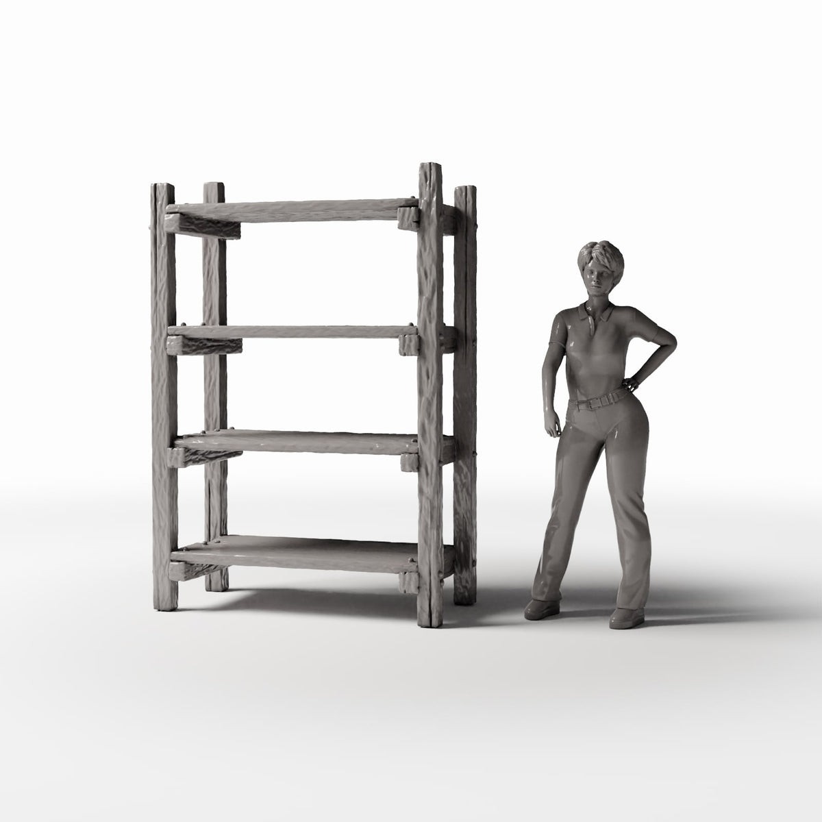 Diorama model-building product photo 1: Diorama Furniture: Rustic Ladder-Style Miniature Shelf (Ref. 1484D)