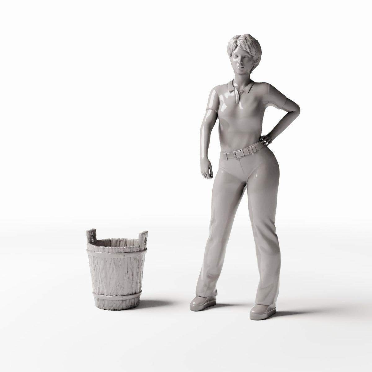 Diorama model-building product photo 1: Diorama Household: Rustic Wooden Bucket for Diorama Interiors (Ref. 1489D)