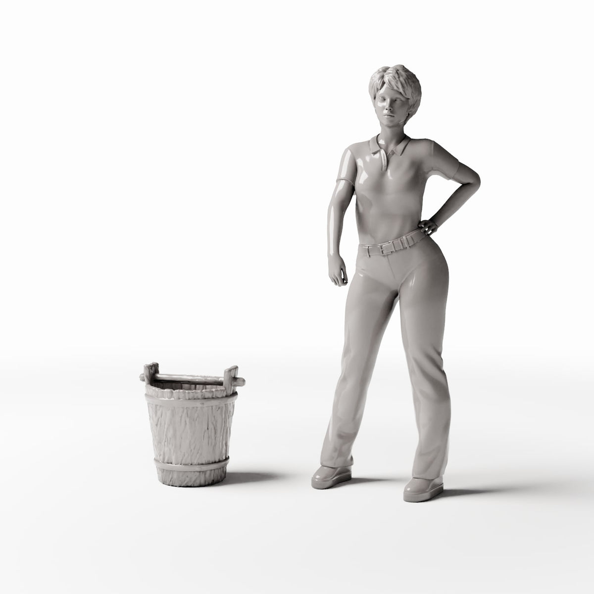 Diorama model-building product photo 1: Diorama Accessories: Rustic Wooden Bucket for Miniature Scenes (Ref. 1490D)