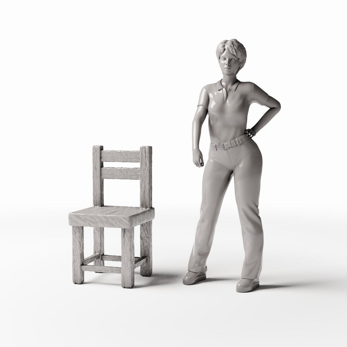 Diorama model-building product photo 1: Diorama Furniture: Rustic Wooden Chair Miniature (Ref. 1492D)
