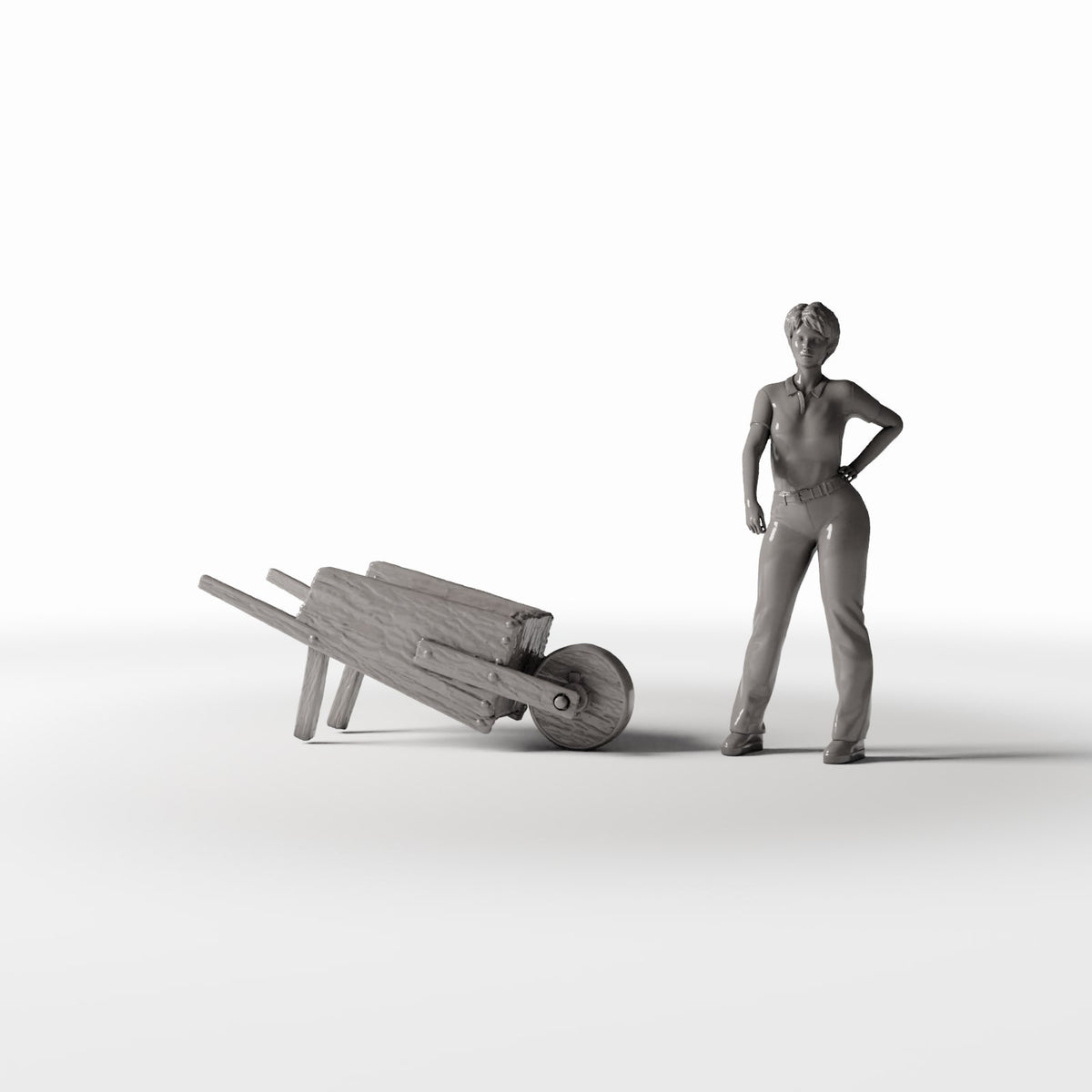 Diorama Modellbau Produktfoto 1: Diorama Lagerzubehör: Rustikaler Holzhandkarren (Ref. 1495D)