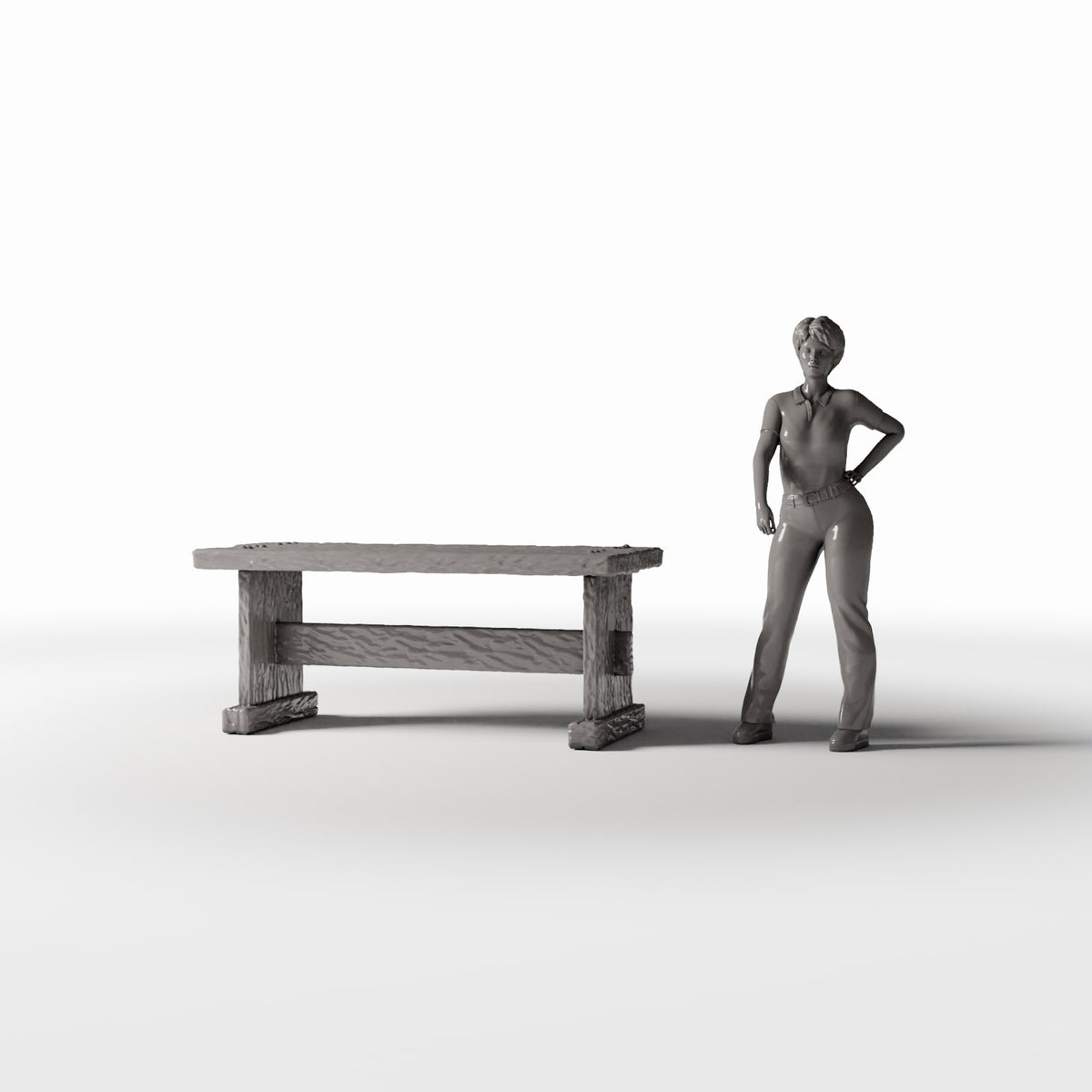 Diorama model-building product photo 1: Diorama Kitchen: Rustic Wooden Table for the Miniature Kitchen (Ref. 1499D)
