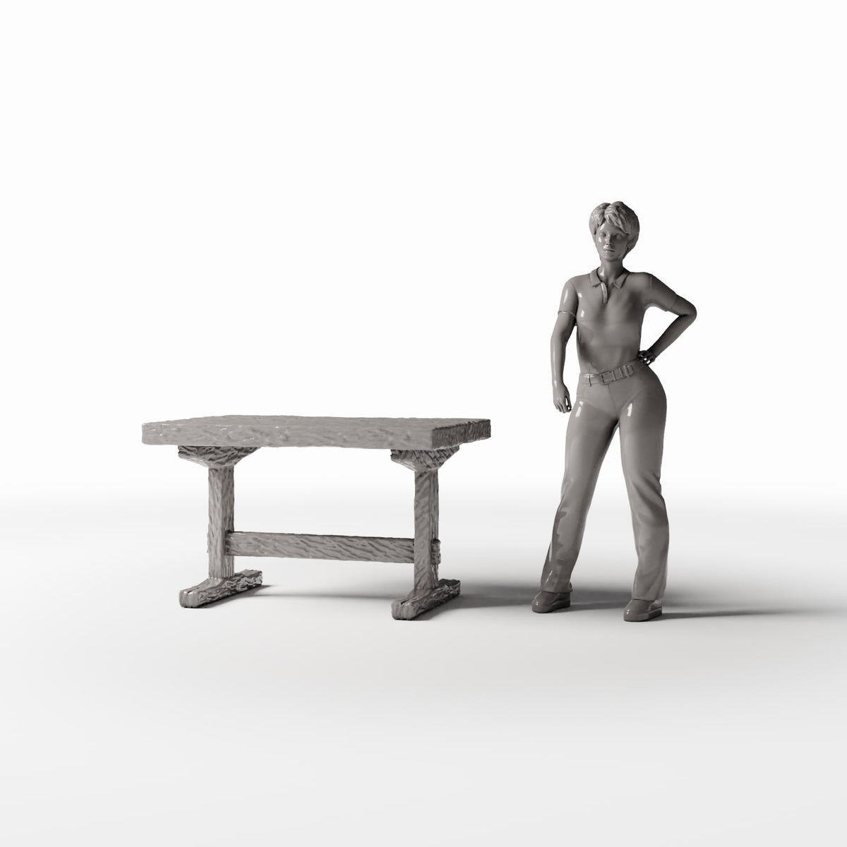 Diorama Modellbau Produktfoto 1: Diorama Küche: Rustikaler Holztisch für Miniaturküche (Ref. 1500D)