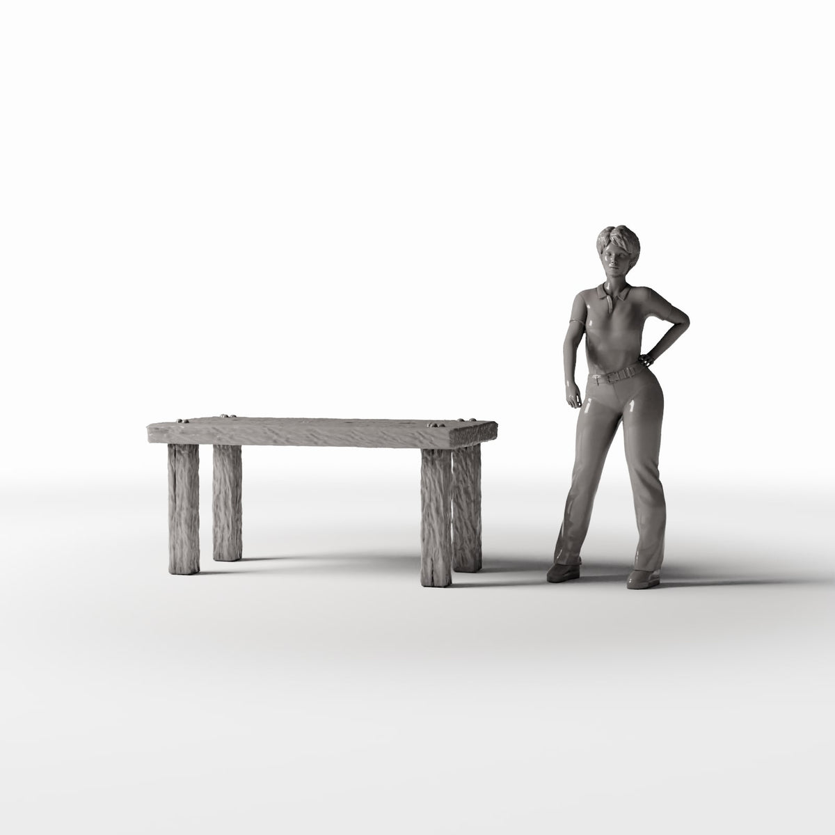 Diorama model-building product photo 1: Diorama Kitchen: Rustic Wooden Table for the Miniature Kitchen (Ref. 1502D)