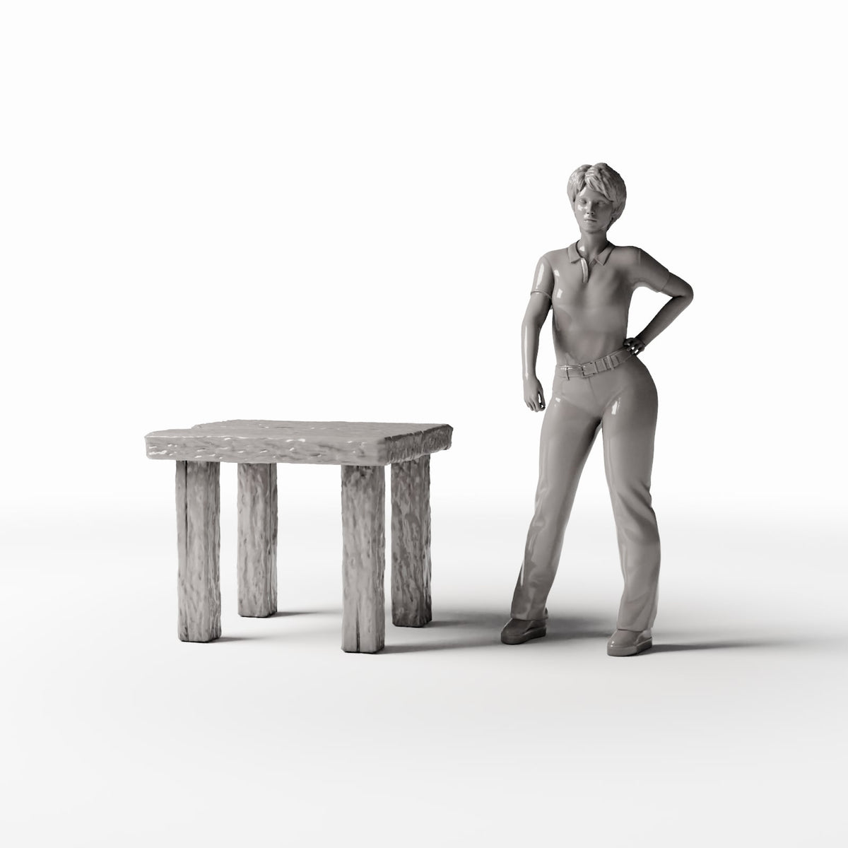 Diorama model-building product photo 1: Diorama Kitchen: Rustic Wooden Table for the Miniature Kitchen (Ref. 1503D)