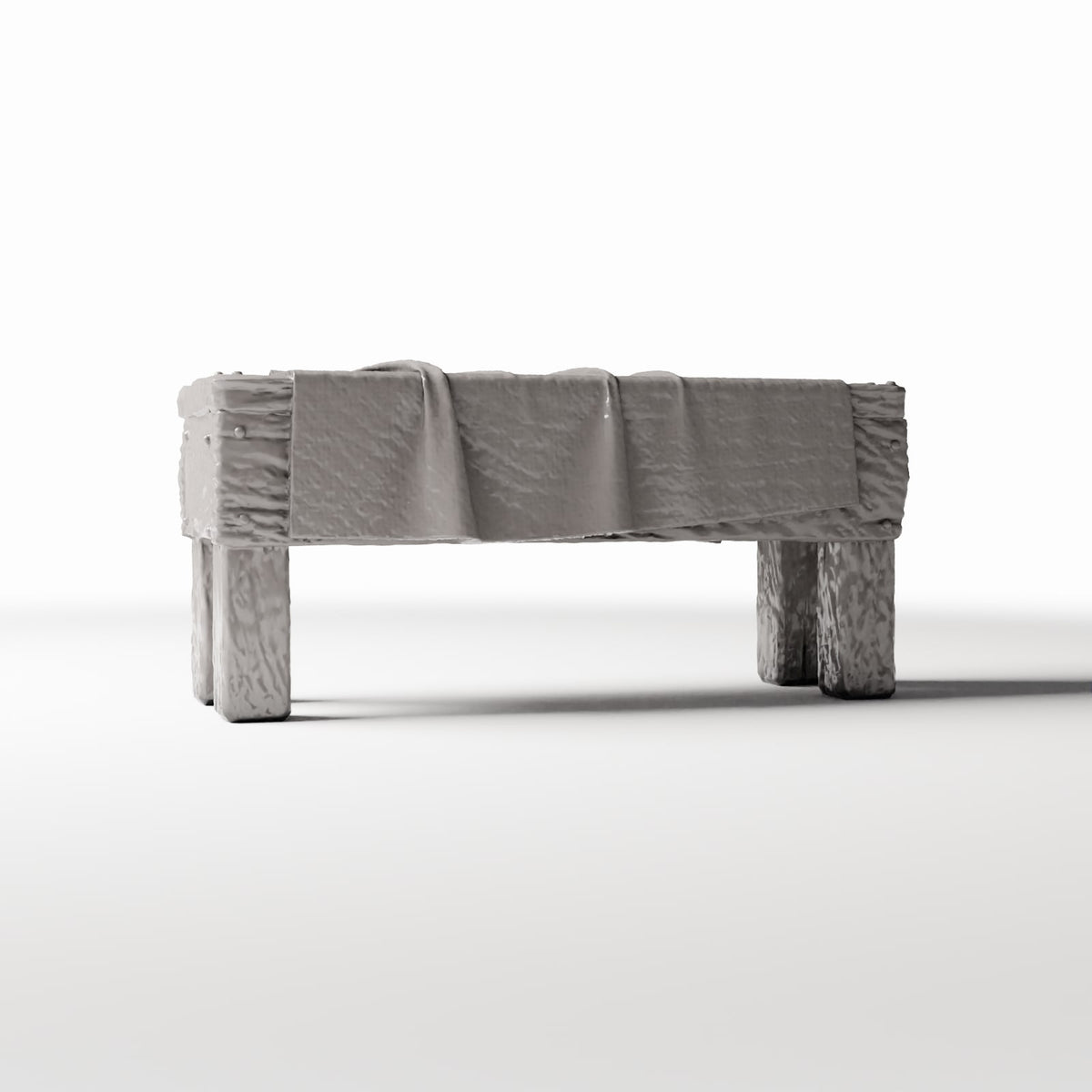 Diorama Modellbau Produktfoto 3: Diorama Küche: Rustikaler Holztisch mit Tuch (Ref. 1505D)