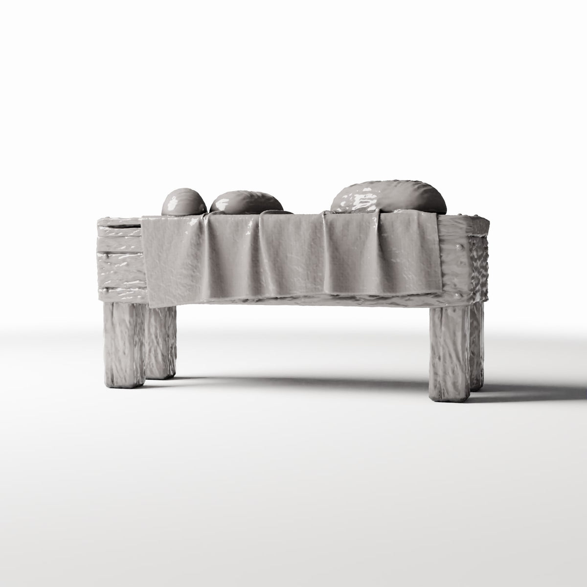 Diorama Modellbau Produktfoto 0: Diorama Küche: Rustikaler Miniaturtisch mit Brot (Ref. 1506D)