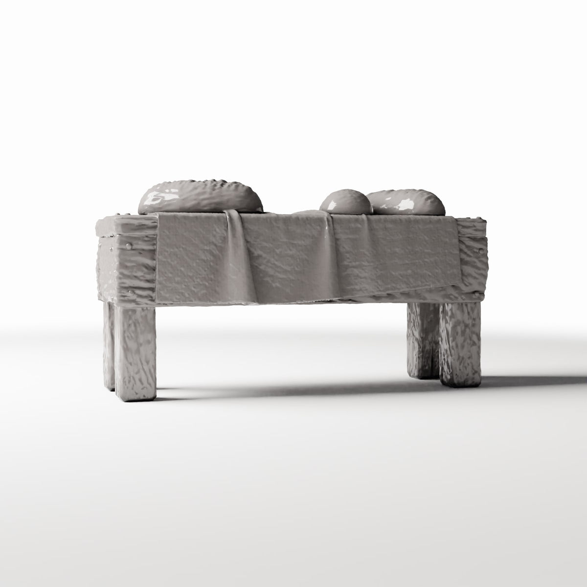 Diorama Modellbau Produktfoto 3: Diorama Küche: Rustikaler Miniaturtisch mit Brot (Ref. 1506D)
