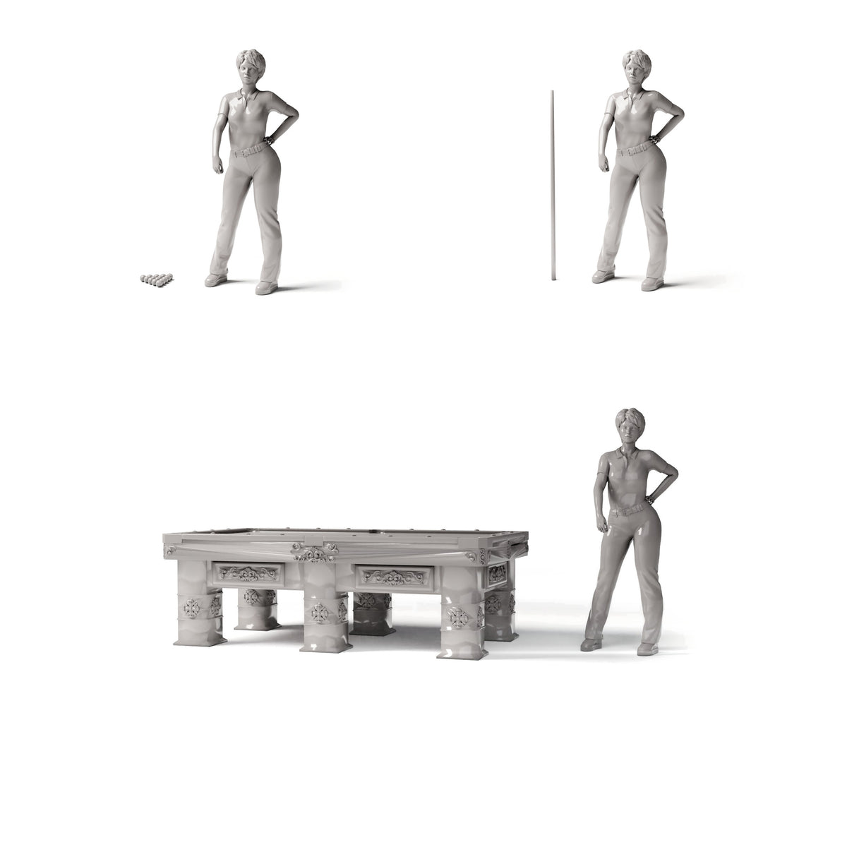 Diorama model building product photo 1: Diorama furniture: Ornate billiard table with accessories (Ref. 1509D)