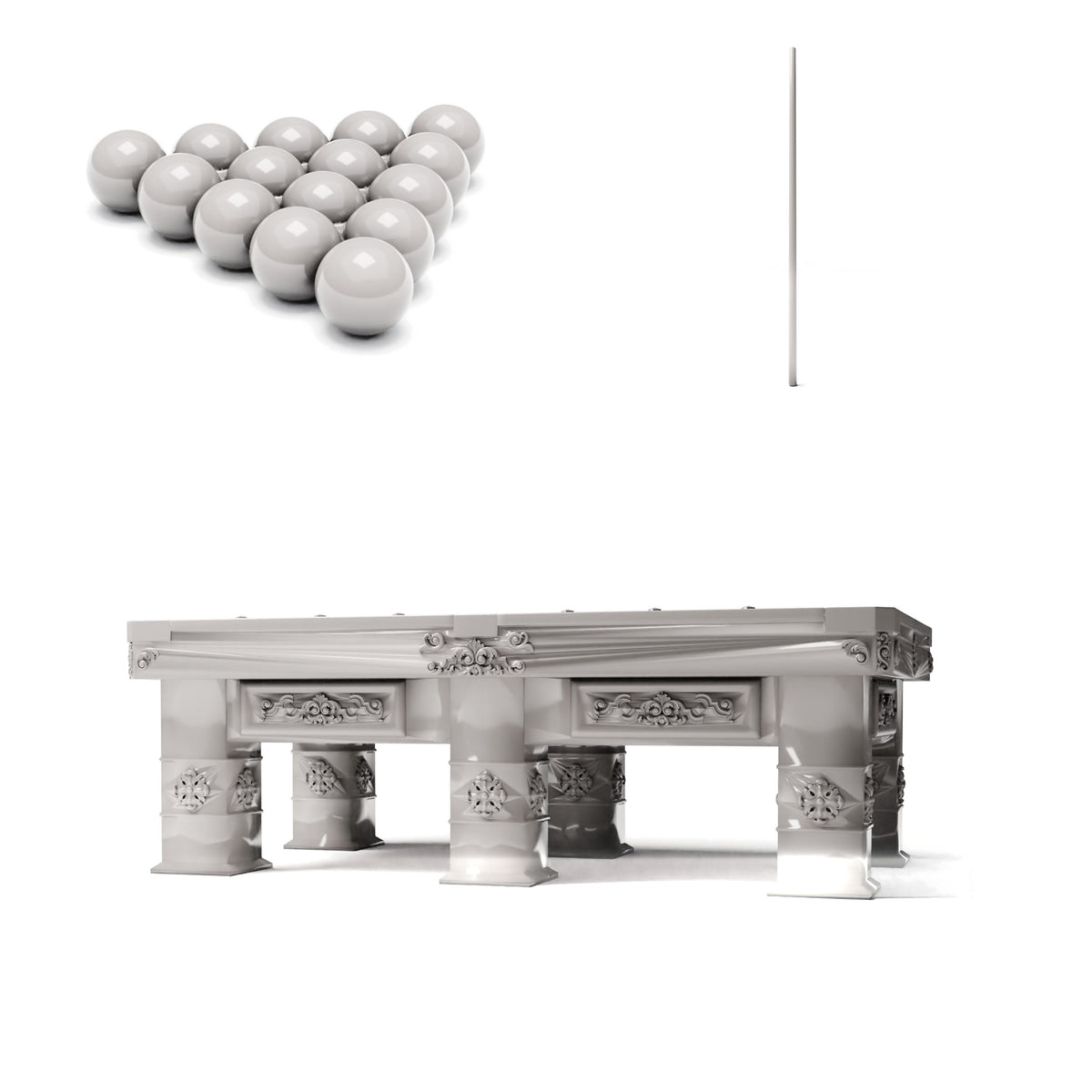 Diorama model-making product photo 0: Diorama furniture: Ornate billiard table with accessories (Ref. 1509D)