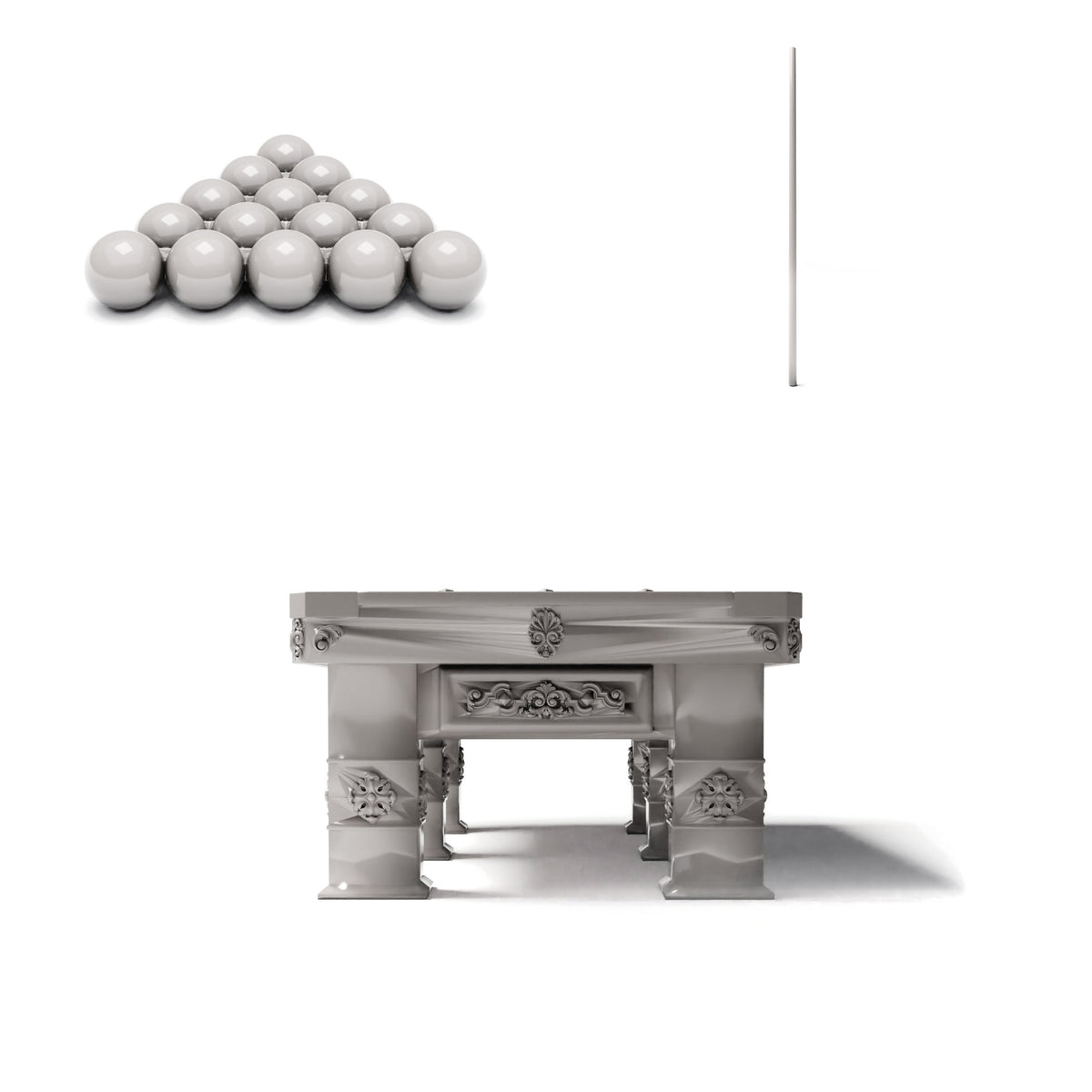 Diorama model-making product photo 2: Diorama furniture: Ornate billiard table with accessories (Ref. 1509D)