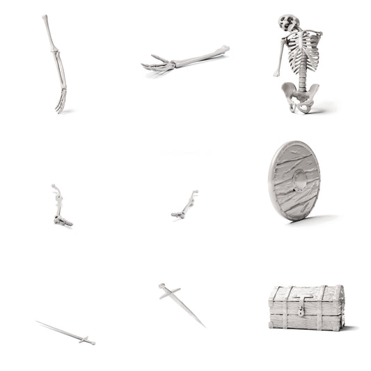 Diorama model-building product photo 0: Military Diorama: Fallen Skeleton Warrior as Military Diorama Accessory (Ref. 1512D)