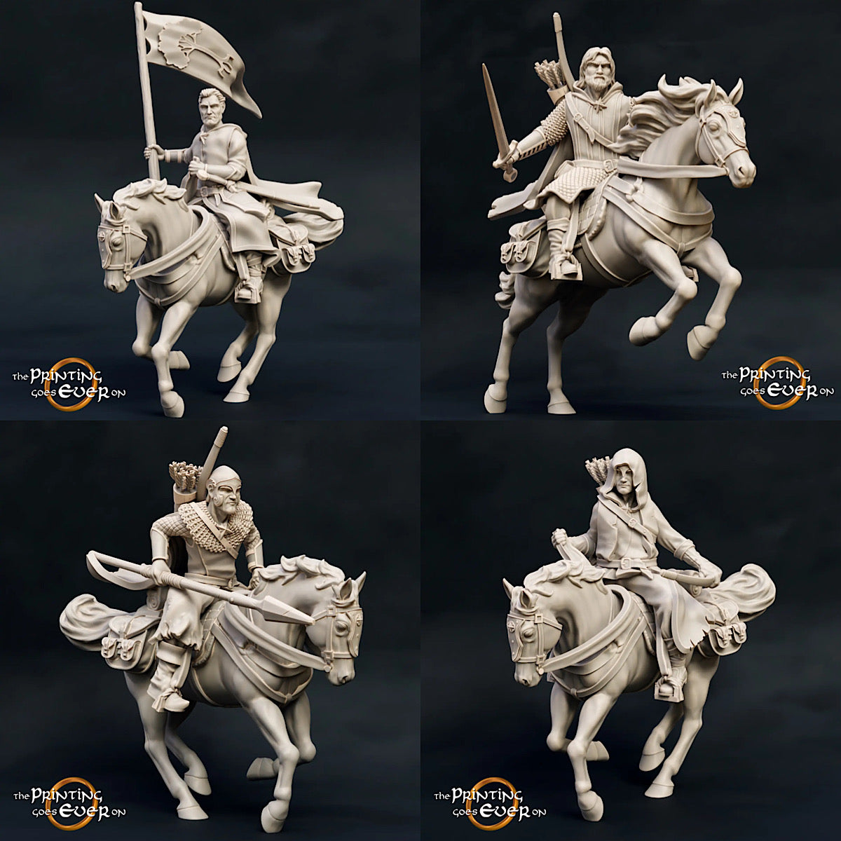 Product photo Tabletop 28mm The Printing Goes Ever On (TPGEO) 0: Ranger of the Woodland: Ranger from the Woodlands with sword, spear, and bow mounted