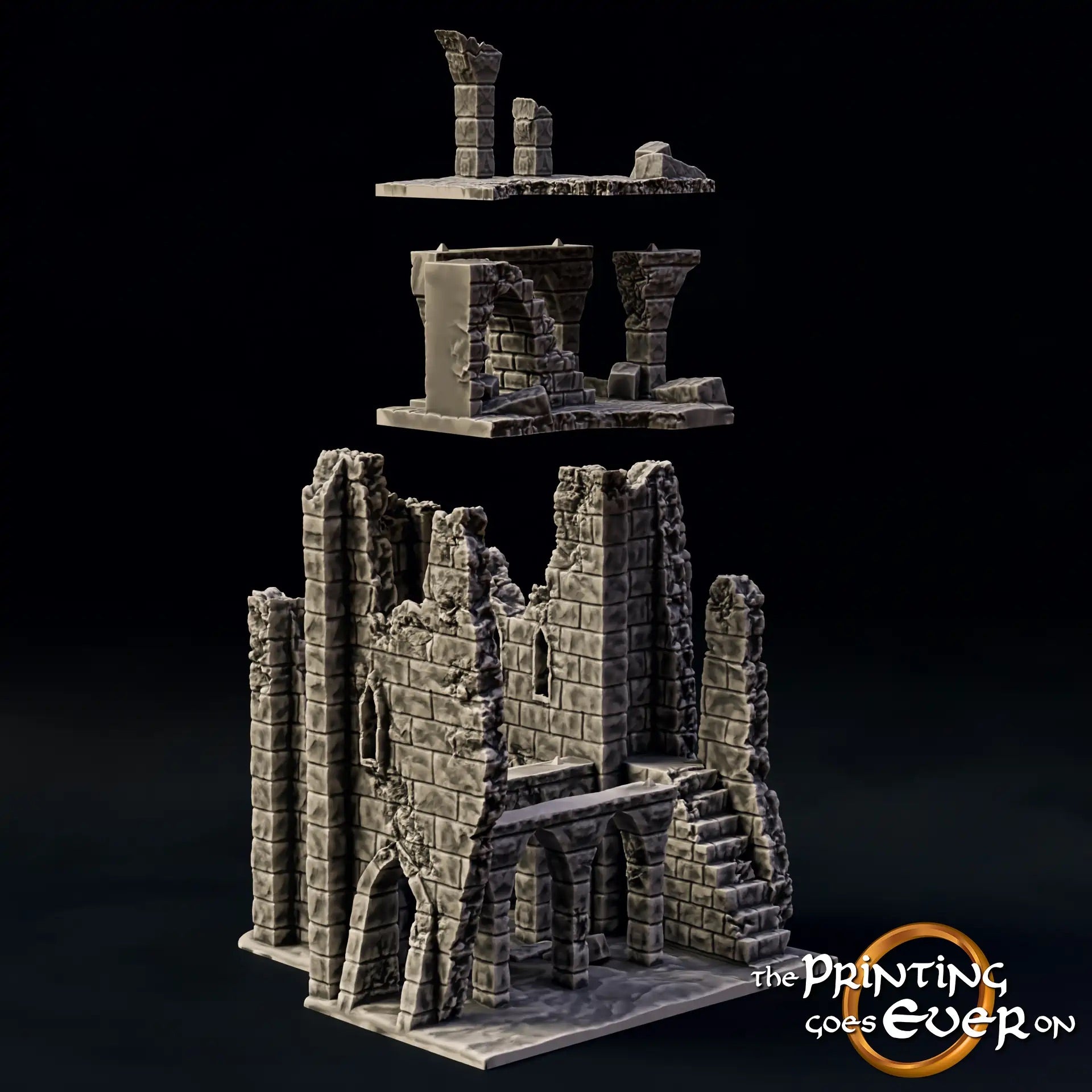 Product photo Tabletop 28mm The Printing Goes Ever On (TPGEO) 0: Ruin E - Debris of a medieval town - Destroyed house