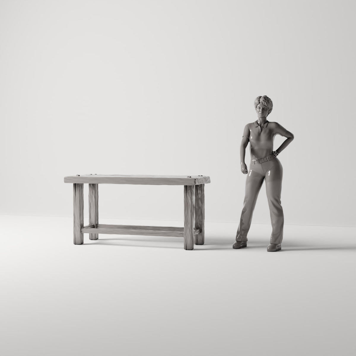 MyPortal 185 1: Diorama Furniture: Rustic Wooden Workbench (Ref. 185D)