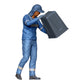 Product photo diorama and model building miniature figure: Garbage Collection Team - Garbage Man with Trash Can