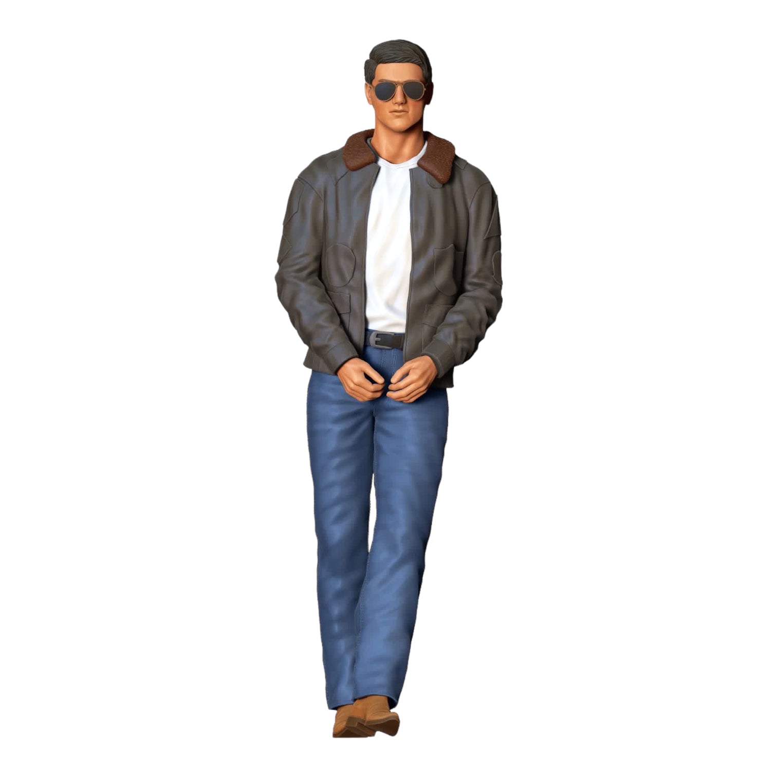 Product photo diorama and model building miniature figure: Pilot - man with sunglasses and leather jacket