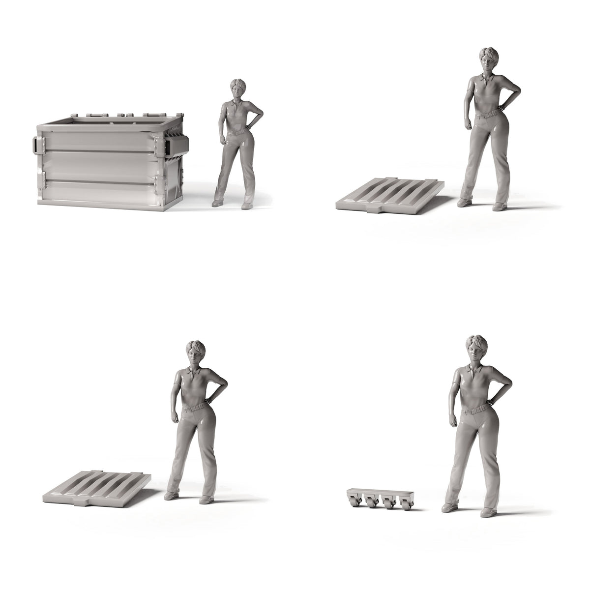 Diorama model-building product photo 1: City Diorama: Empty Type A Waste Container with Lids and Running Gear (Ref. 1927D)
