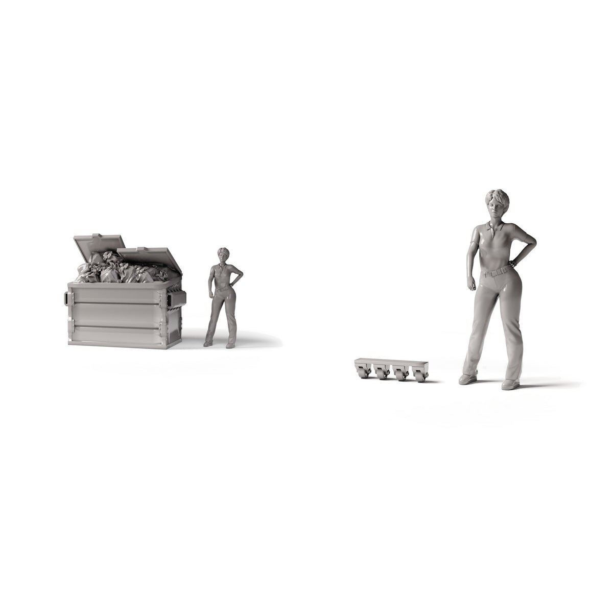 Diorama model-building product photo 1: City Diorama: Type A Dumpster with Rubbish and Wheeled Undercarriage (Ref. 1928D)