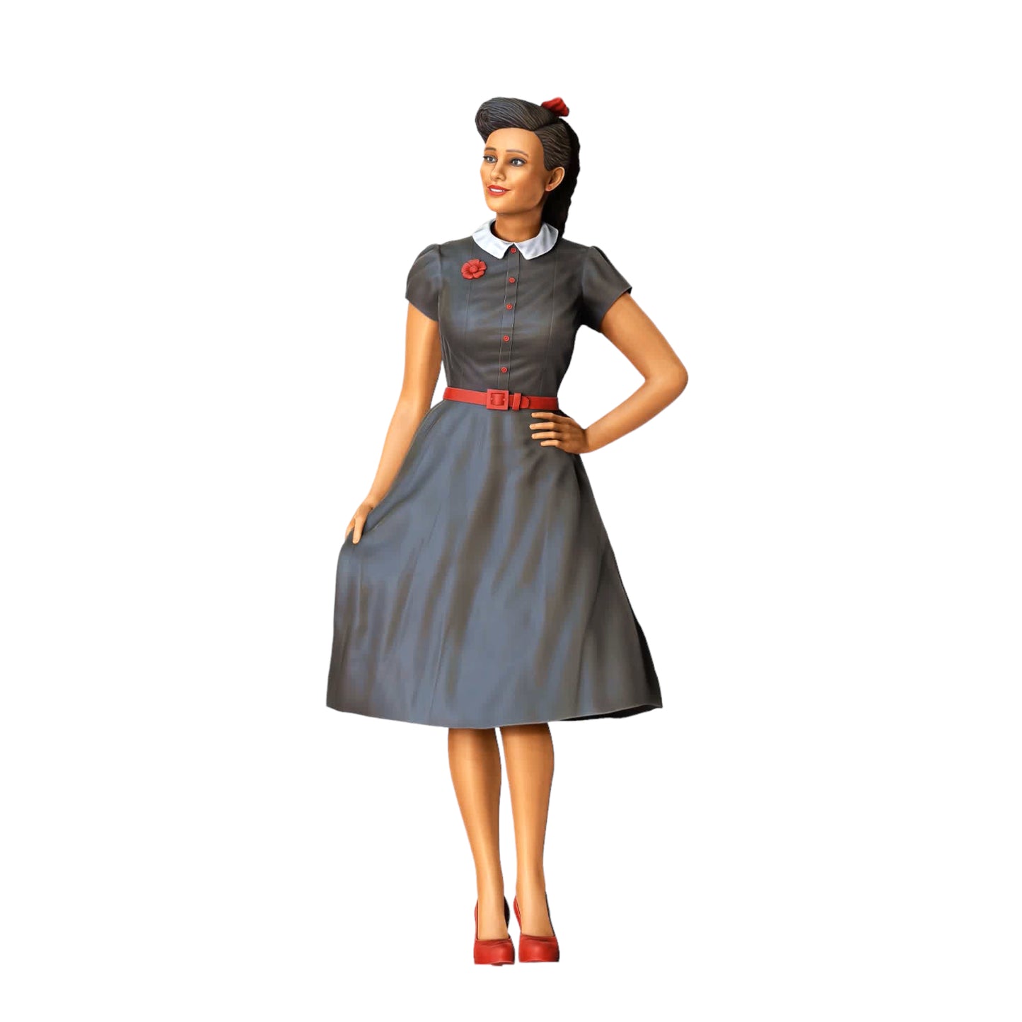 Product photo diorama and model building miniature figure: Woman in dress - Rockabilly Style Rock n Roll