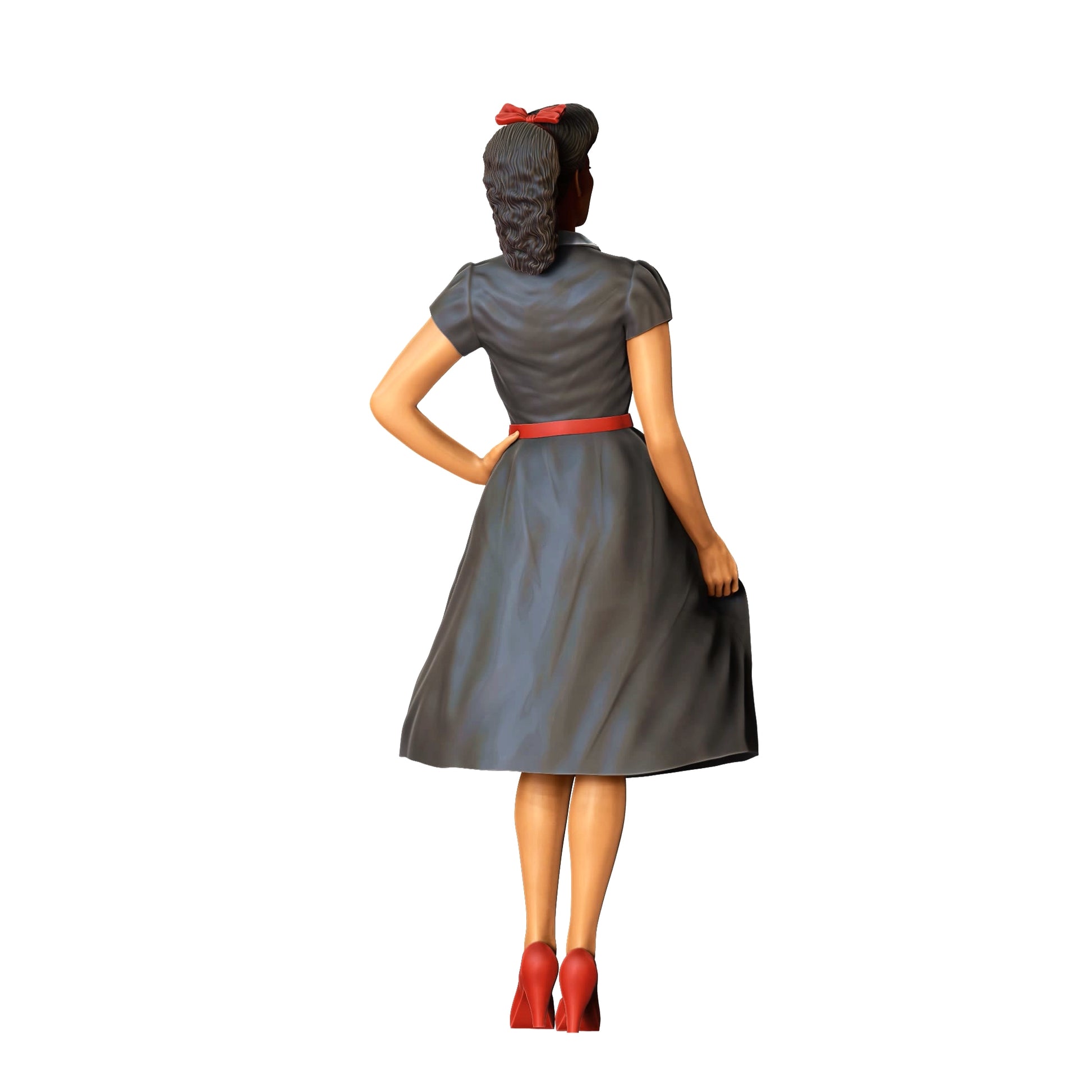Product photo diorama and model building miniature figure: Woman in dress - Rockabilly Style Rock n Roll