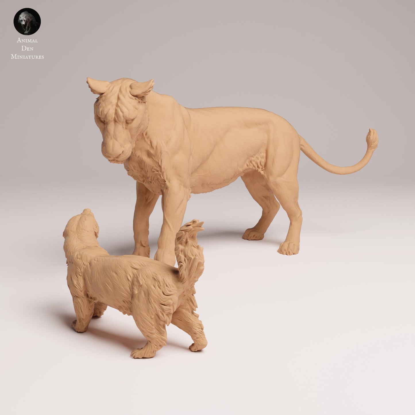 Product photo Animal Figure Diorama, Model Building: 0: Wild Animal Figures: Lioness in Battle with Honey Badger (Ref 25_08_01)