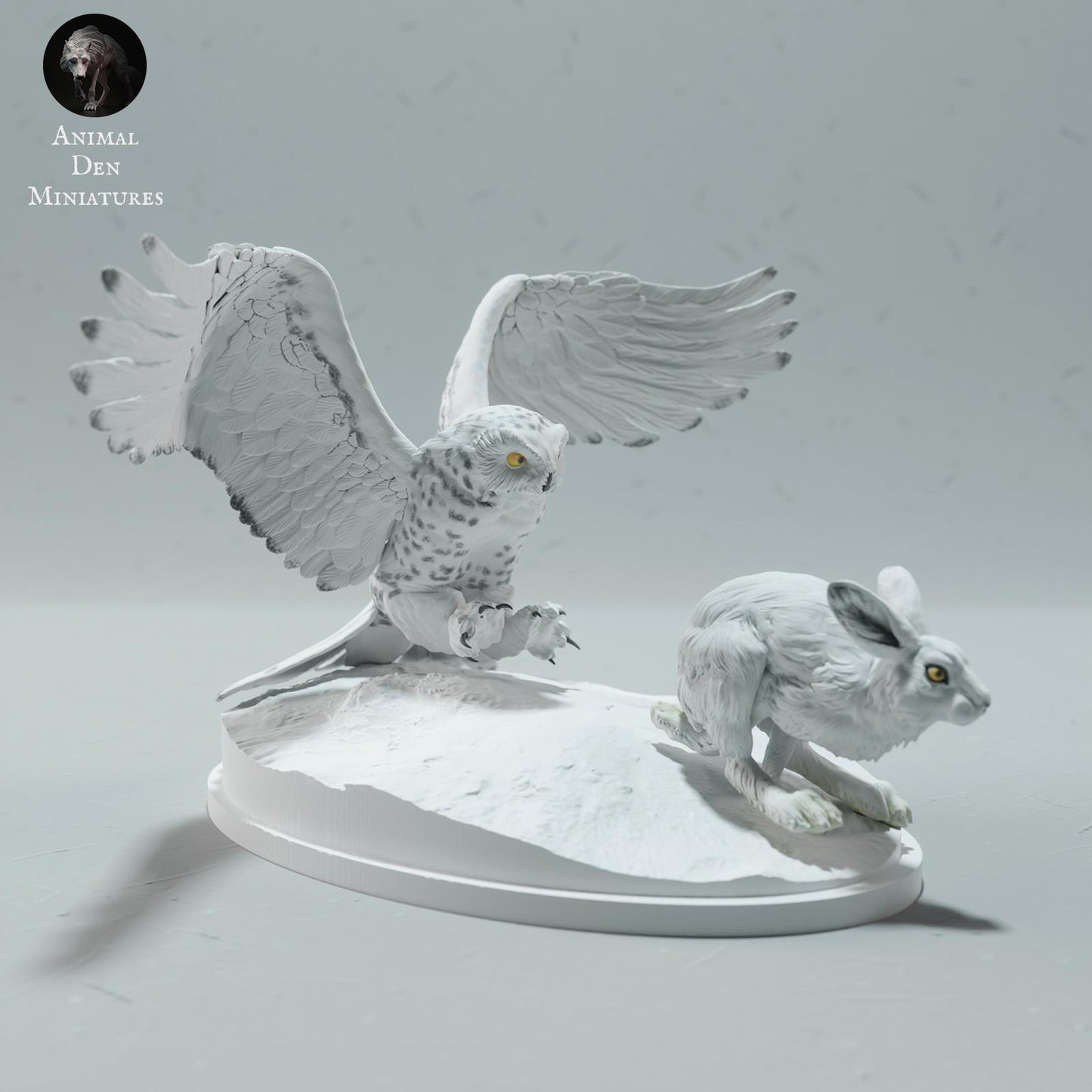 Product photo Animal Figure Diorama, Model Building: 0: Wild Animal Figure: hunting Snowy Owl with Arctic Hare (Ref 01_01_60)