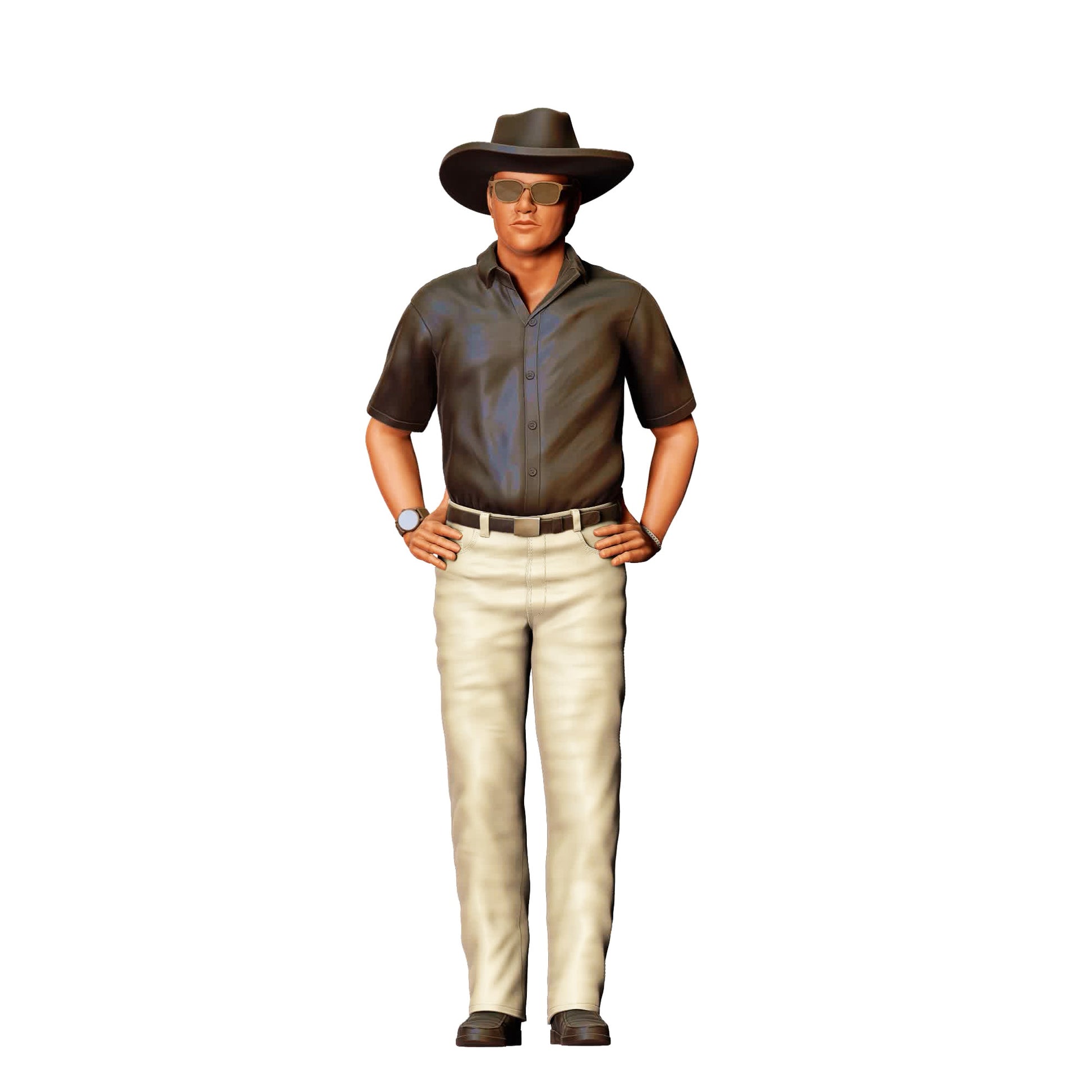 Diorama Modellbau Produktfoto 0: Cowboy mit Sonnenbrille und Hut – Figur mit Freizeithemd und heller Hose (Ref. Nr. 403)