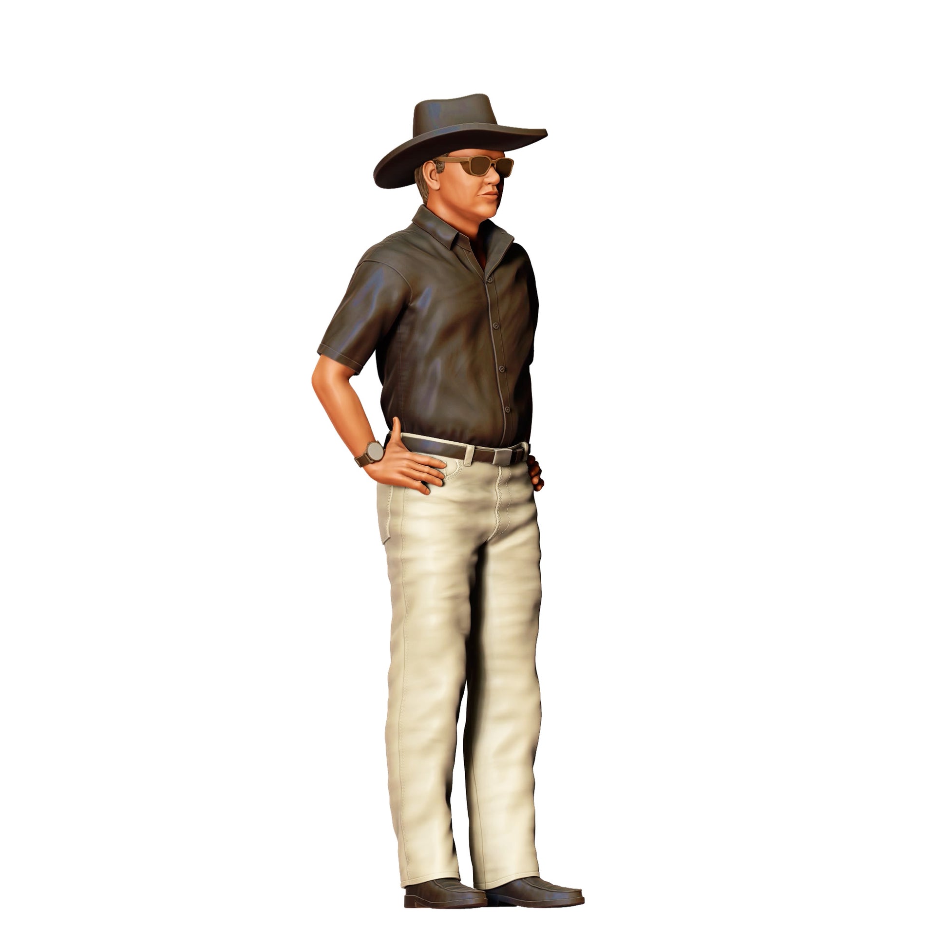 Diorama Modellbau Produktfoto 0: Cowboy mit Sonnenbrille und Hut – Figur mit Freizeithemd und heller Hose (Ref. Nr. 403)