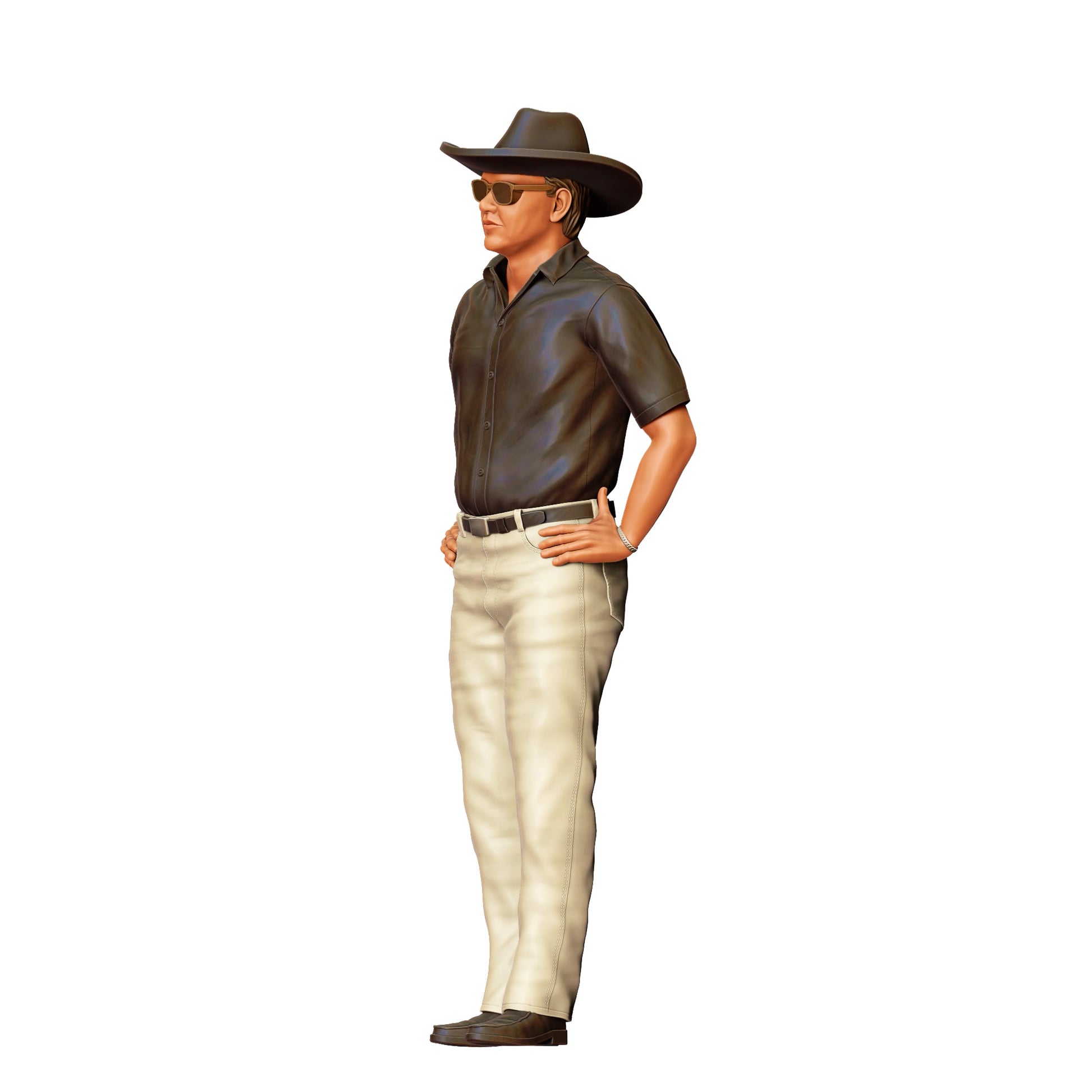 Diorama Modellbau Produktfoto 0: Cowboy mit Sonnenbrille und Hut – Figur mit Freizeithemd und heller Hose (Ref. Nr. 403)