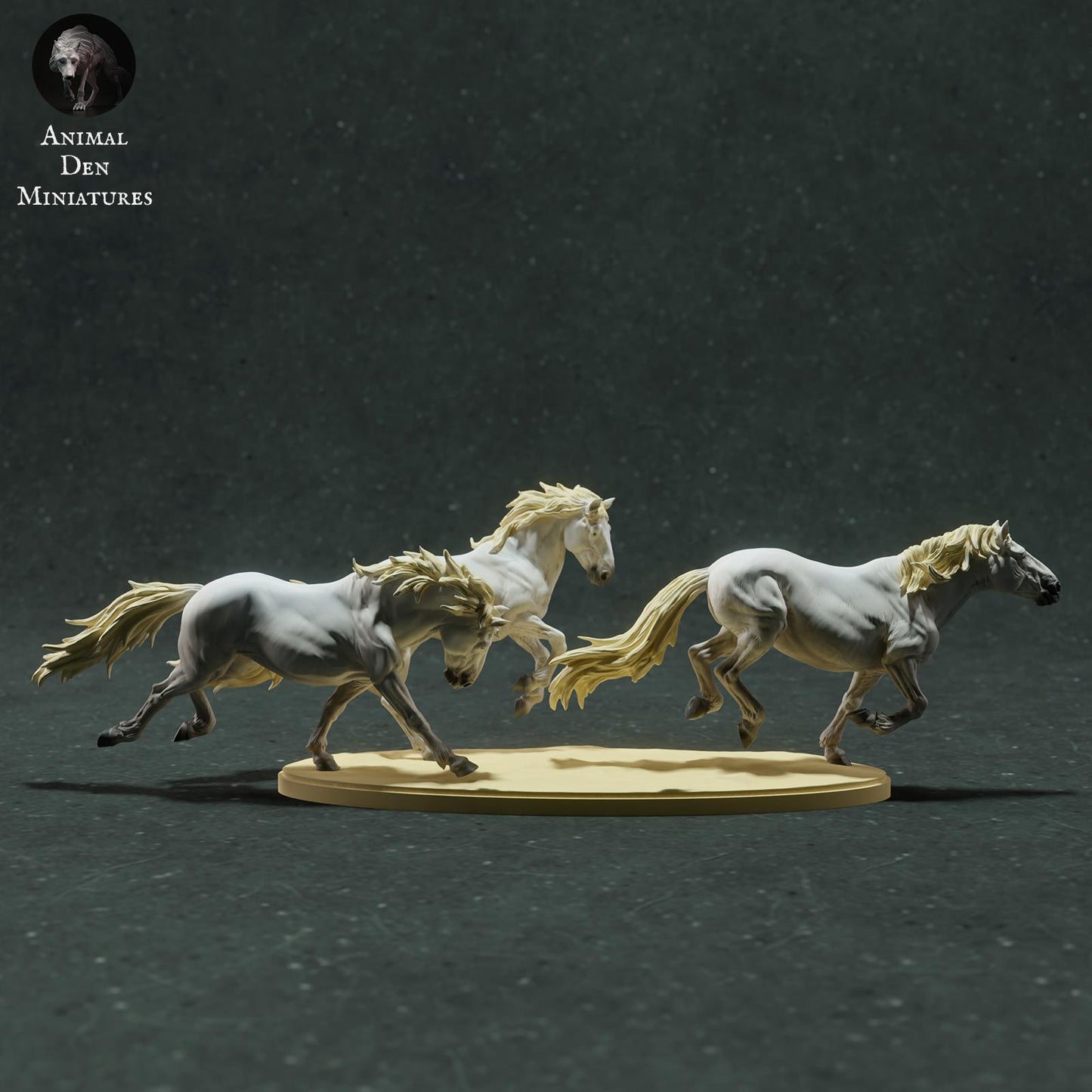 Product photo Animal Figure Diorama, Model Building: 0: Wildlife Figure: running Camargue Horses (Ref 01_01_73)