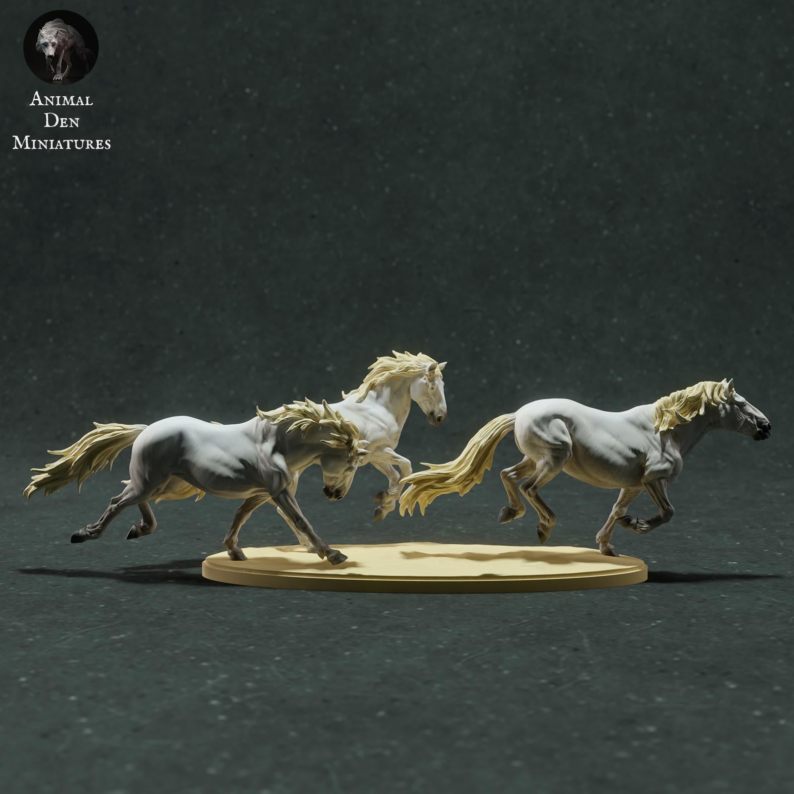 Product photo Animal Figure Diorama, Model Building: 0: Wildlife Figure: running Camargue Horses (Ref 01_01_73)
