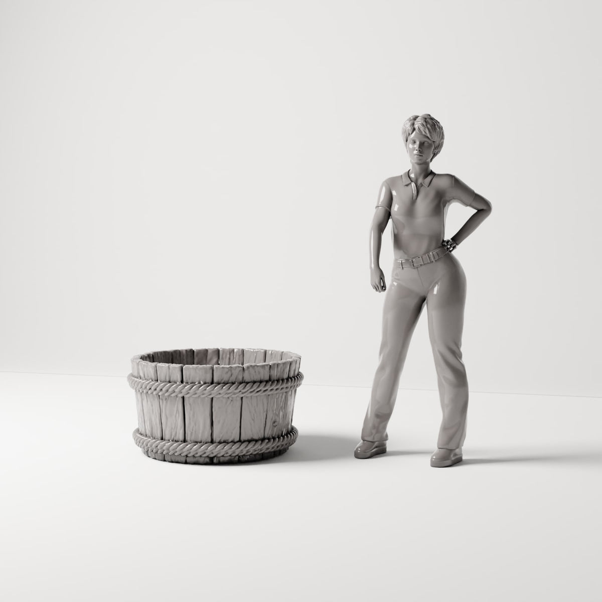 MyPortal 230 1: Diorama Camp & Market: Rustic Wooden Tub (Ref. 230D)