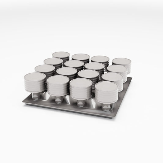Diorama model-making product photo 0: Diorama storage area: Flat tin cans on a transport pallet (Ref. 263D)
